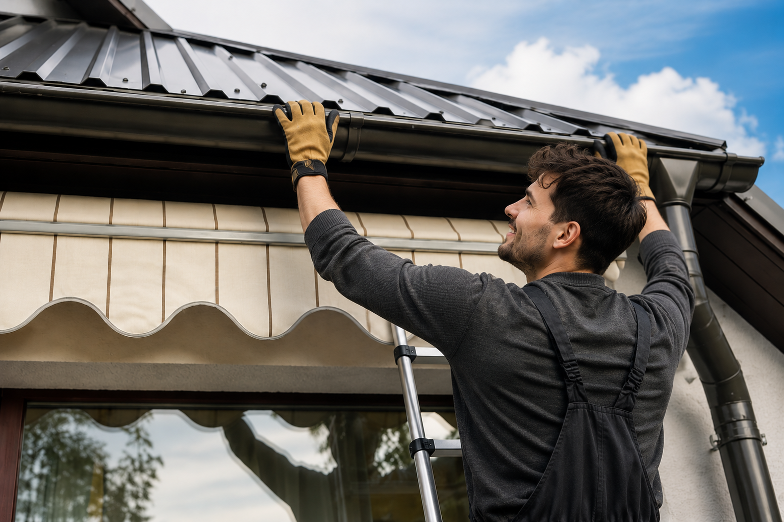 Exterior house cleaning Auckland - roof gutter and facade wash